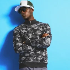 Sweaters-G/FORE Camo Jacquard Merino Wool Quarter Zip Sweater