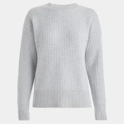 Sweaters-G/FORE Cashmere Side Zip Ribbed Crewneck Sweater