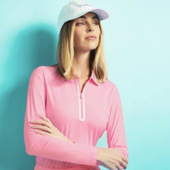 Polos-G/FORE Colour Block Collar Silky Tech Nylon Long Sleeve Zip Polo