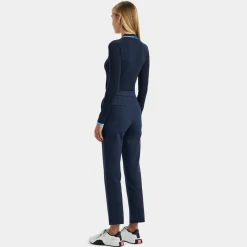 Sweaters-G/FORE Contrast Stripe Cotton Blend Ribbed Long Sleeve Knit Polo