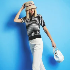 Sweaters-G/FORE Contrast Stripe Merino Wool Short Sleeve Sweater Polo