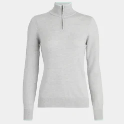 Sweaters-G/FORE Contrast Tipped Merino Wool Quarter Zip Sweater