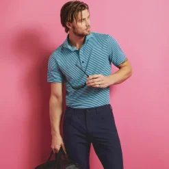 Polos & Shirts-G/FORE Feeder Stripe Tech Pique Modern Spread Collar Polo