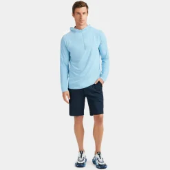 Mid Layers-G/FORE Hooded Luxe Quarter Zip Mid Layer