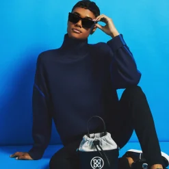 Sweaters-G/FORE Merino Wool Contrast Stripe Turtleneck Sweater