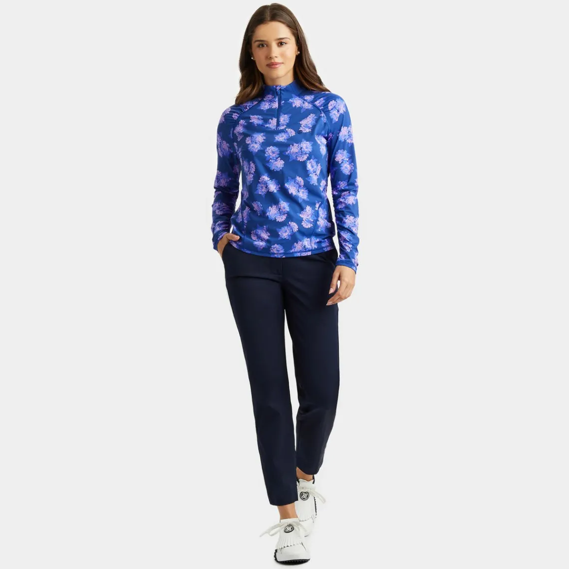Mid Layers-G/FORE Peony Silky Tech Nylon Ruched Quarter Zip Pullover