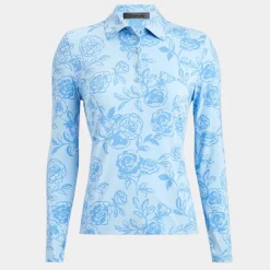 Polos-G/FORE Peony Sketch Silky Tech Nylon Long Sleeve Polo