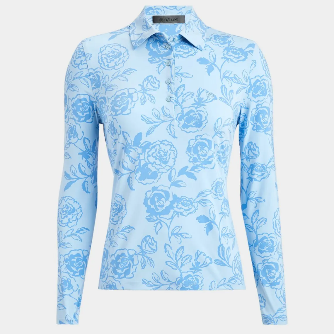 Polos-G/FORE Peony Sketch Silky Tech Nylon Long Sleeve Polo