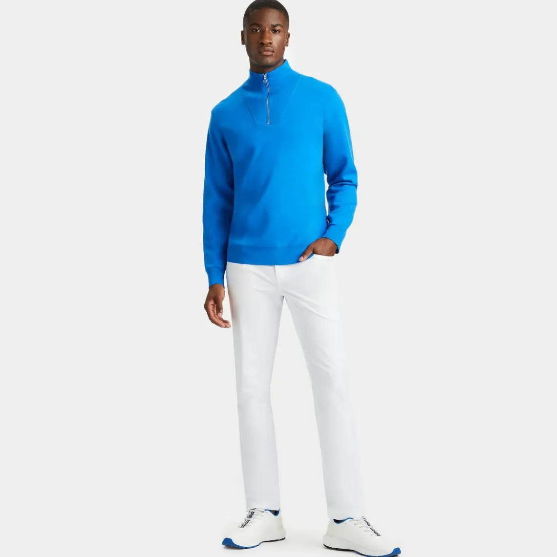 Sweaters-G/FORE V Neck Merino Wool Quarter Zip Sweater